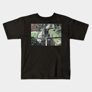 Oxford Canal Oxfordshire England Art Landscape British Kids T-Shirt